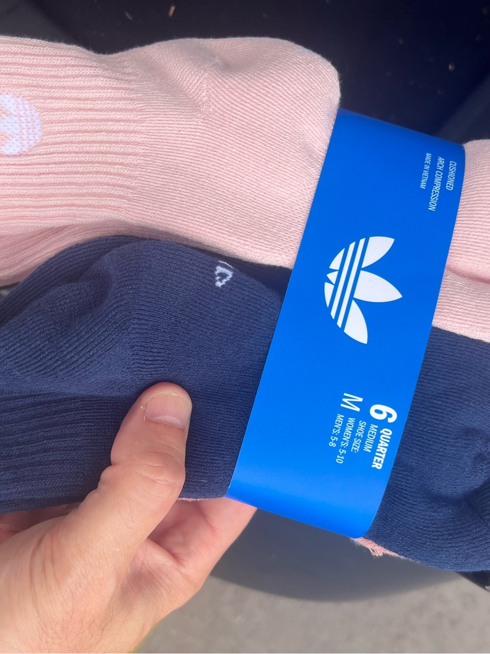 Mens Adidas Men’s 6-Pack Quarter Socks - mens 5-8 or women’s 5-10
